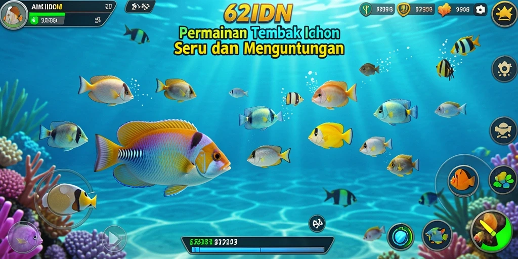 Gambaran aksi seru dalam gameplay Tembak Ikan di 62IDN.