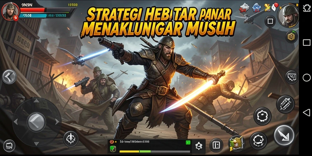 Tampilan gameplay <strong>9N9N</strong> dengan pertempuran strategi yang mendebarkan.