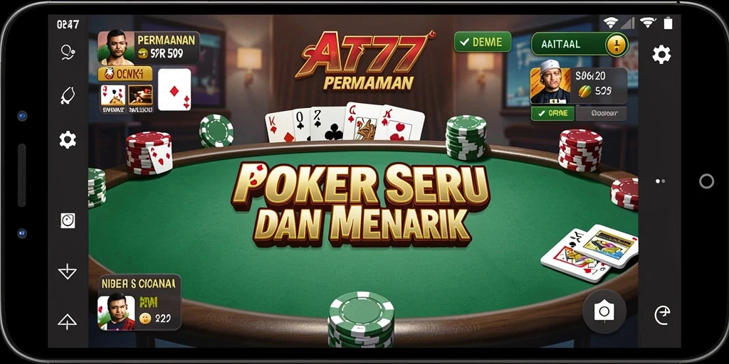 Screenshot gameplay Poker dari AT777 dengan suasana yang menegangkan.