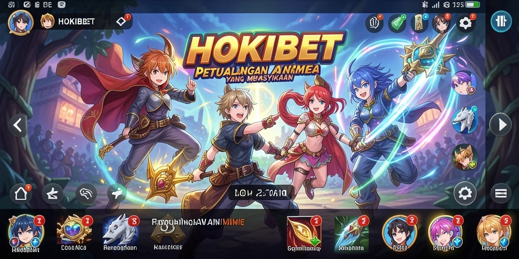 Tampilan gameplay seru dari HOKIBET dengan karakter Anime yang dinamis.