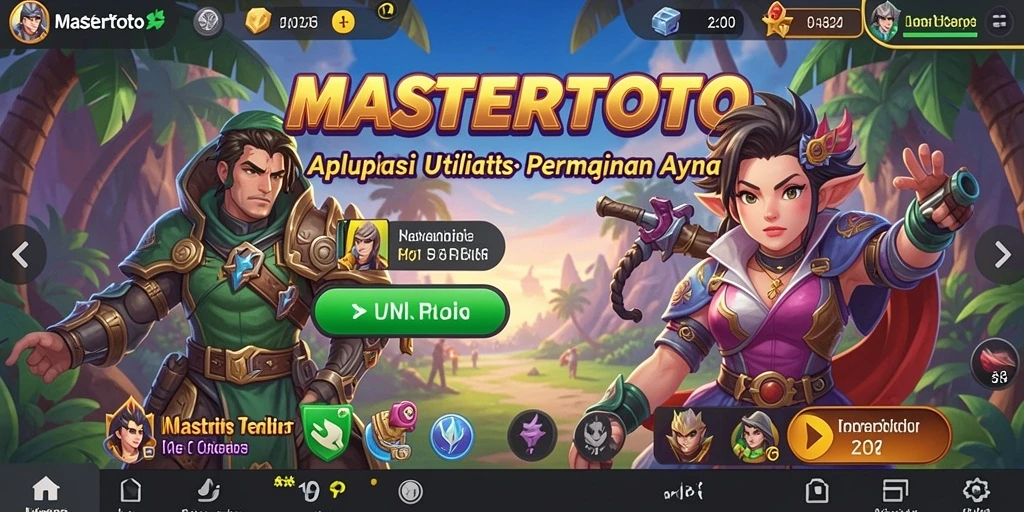 Tampilan aplikasi MASTERTOTO dengan fitur utilitas yang menarik.