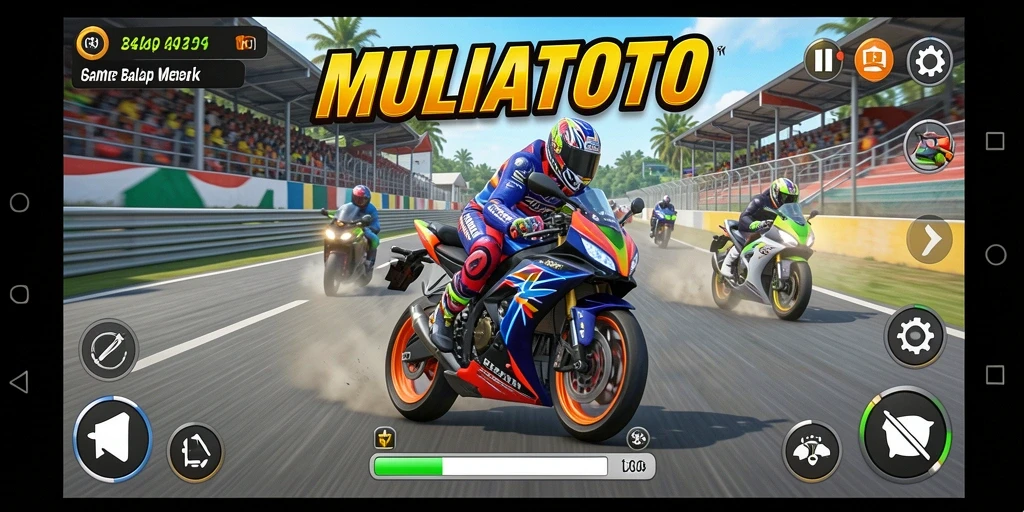 Tampilan seru dari gameplay balap motor di MULIATOTO.