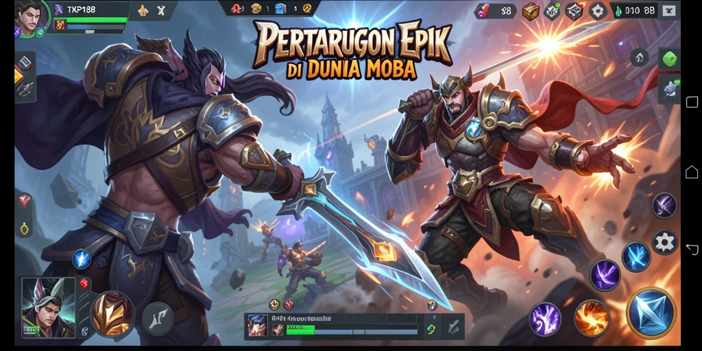 Screenshot dari gameplay MOBA TKP188 yang mendebarkan.