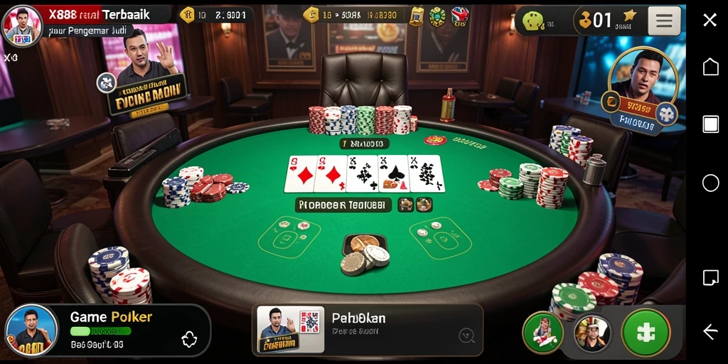 Tampilan gameplay Poker yang mendebarkan di X88.